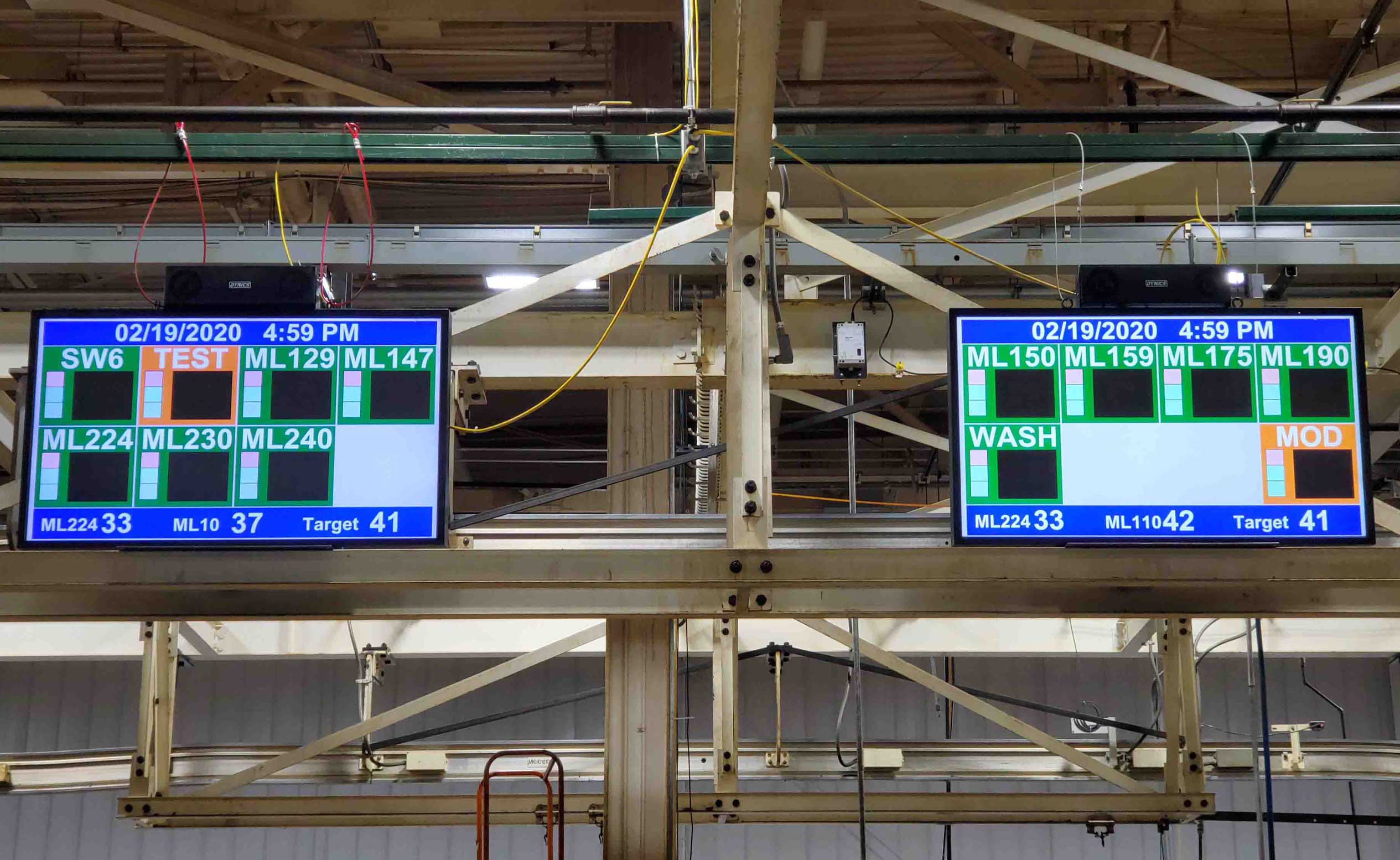 Two near-production displays placed on the factory floor.