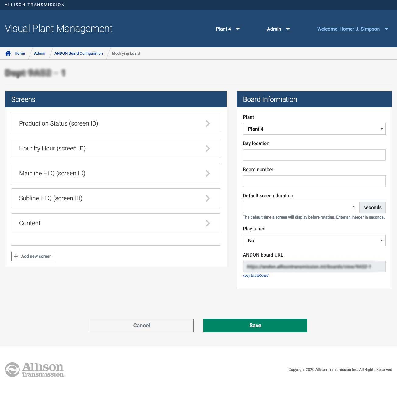 A configuration screen allowing a user to modify one specific machine.