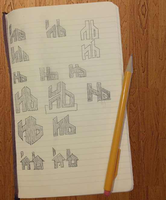 Sketches of possible logo concepts