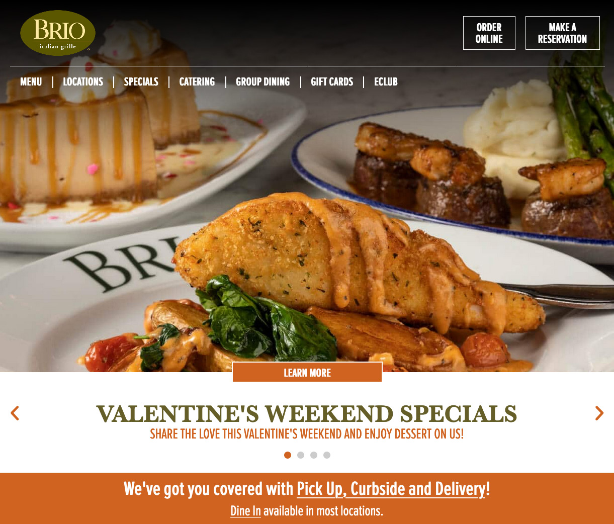 A screen shot of Brio's website