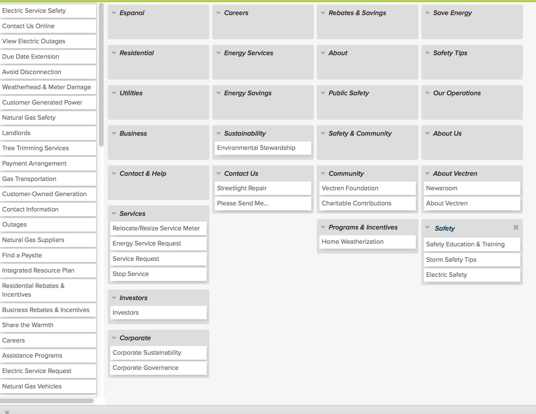 A screen shot showing a content card-sorting exercise